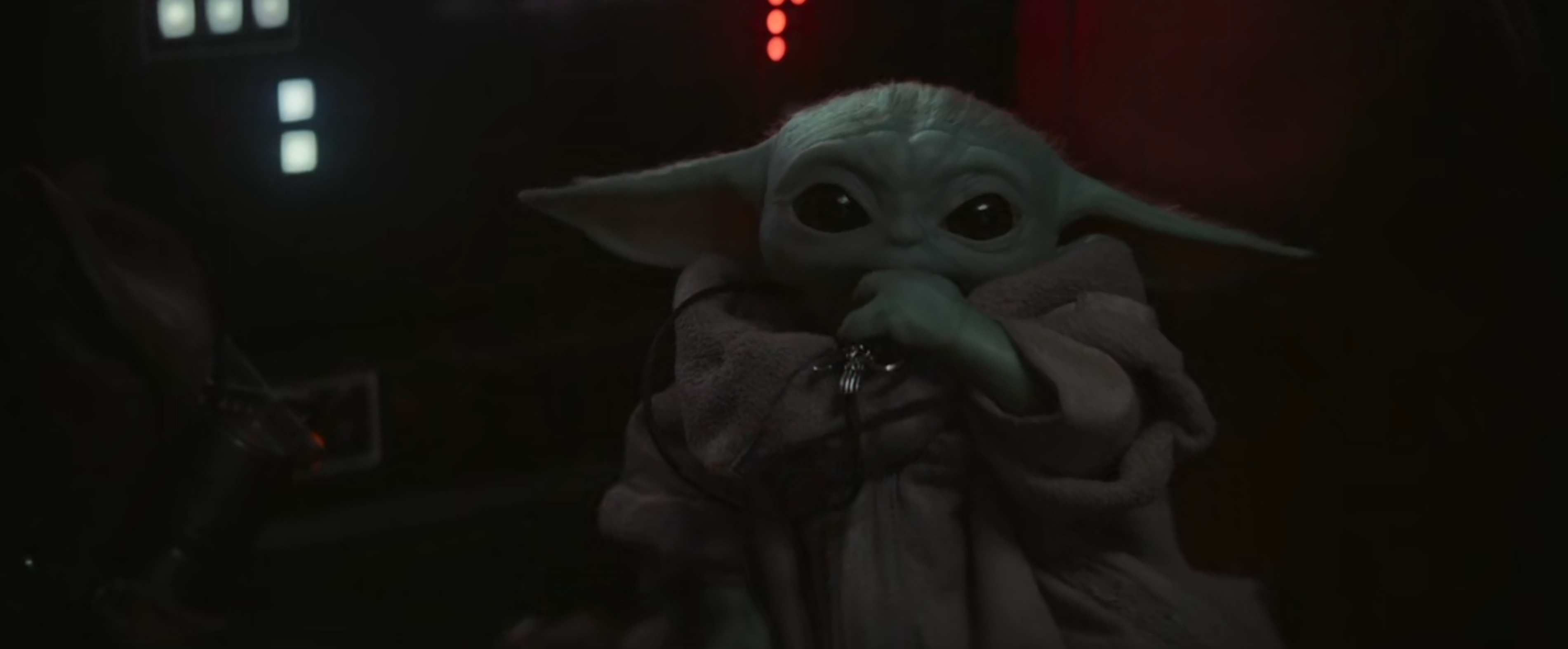 The meme is a screenshot from the movie Star Wars: The Force Awakens, featuring a young creature known as BB-8's new friend, "Baby Yoda" or "The Child". The image shows Baby Yoda looking concerned, with a caption that reads "When you're low on the Force but you need to do the laundry".